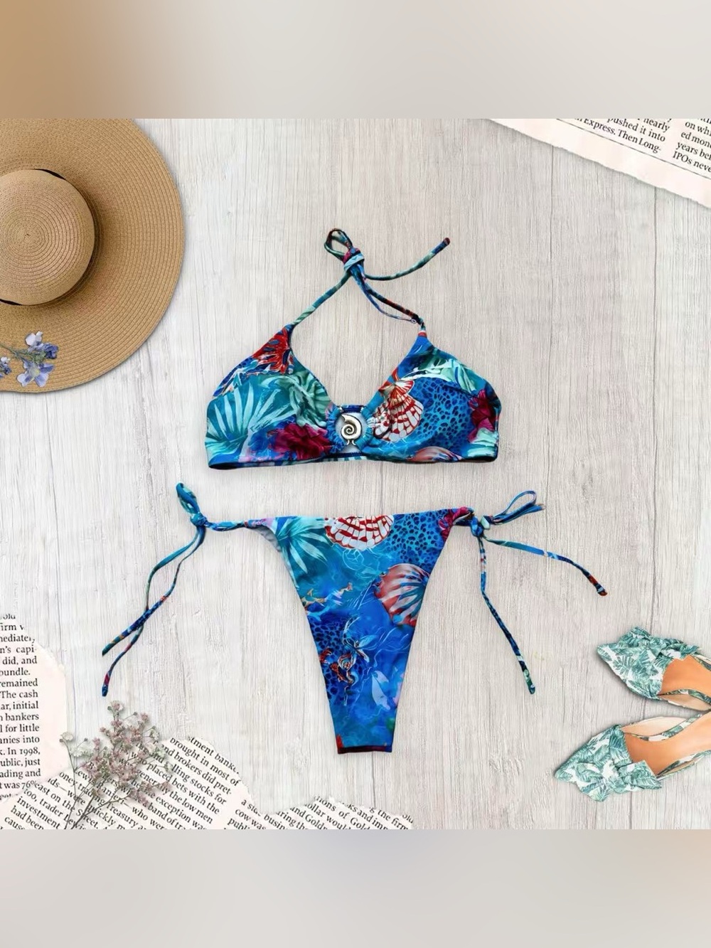 Tropical Blue Seashell Bikini Set